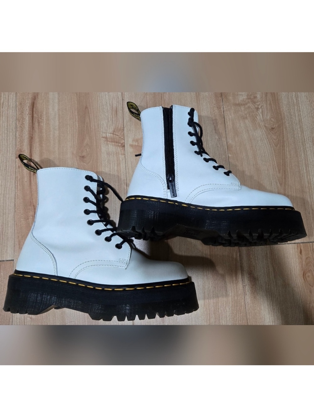 Dr. Martens White Leather Platform Combat Boots size 7
